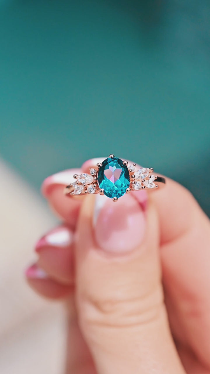 Lily London Blue Topaz Ring- 14K Rose Gold Vermeil