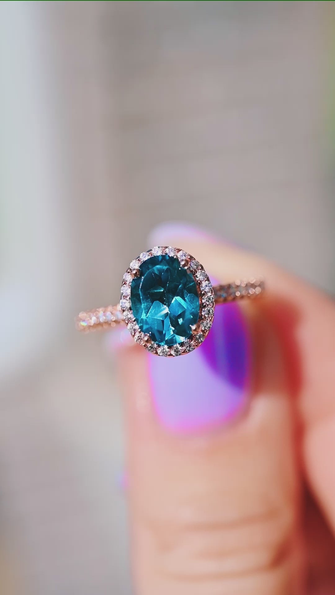 Iris Natural London Blue Topaz Ring in 14K Rose Gold Vermeil