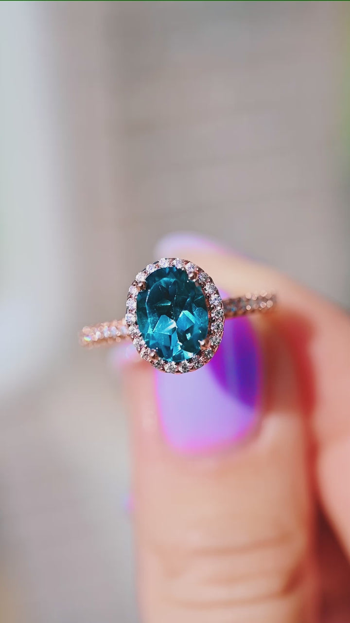Iris Natural London Blue Topaz Ring in 14K Rose Gold Vermeil