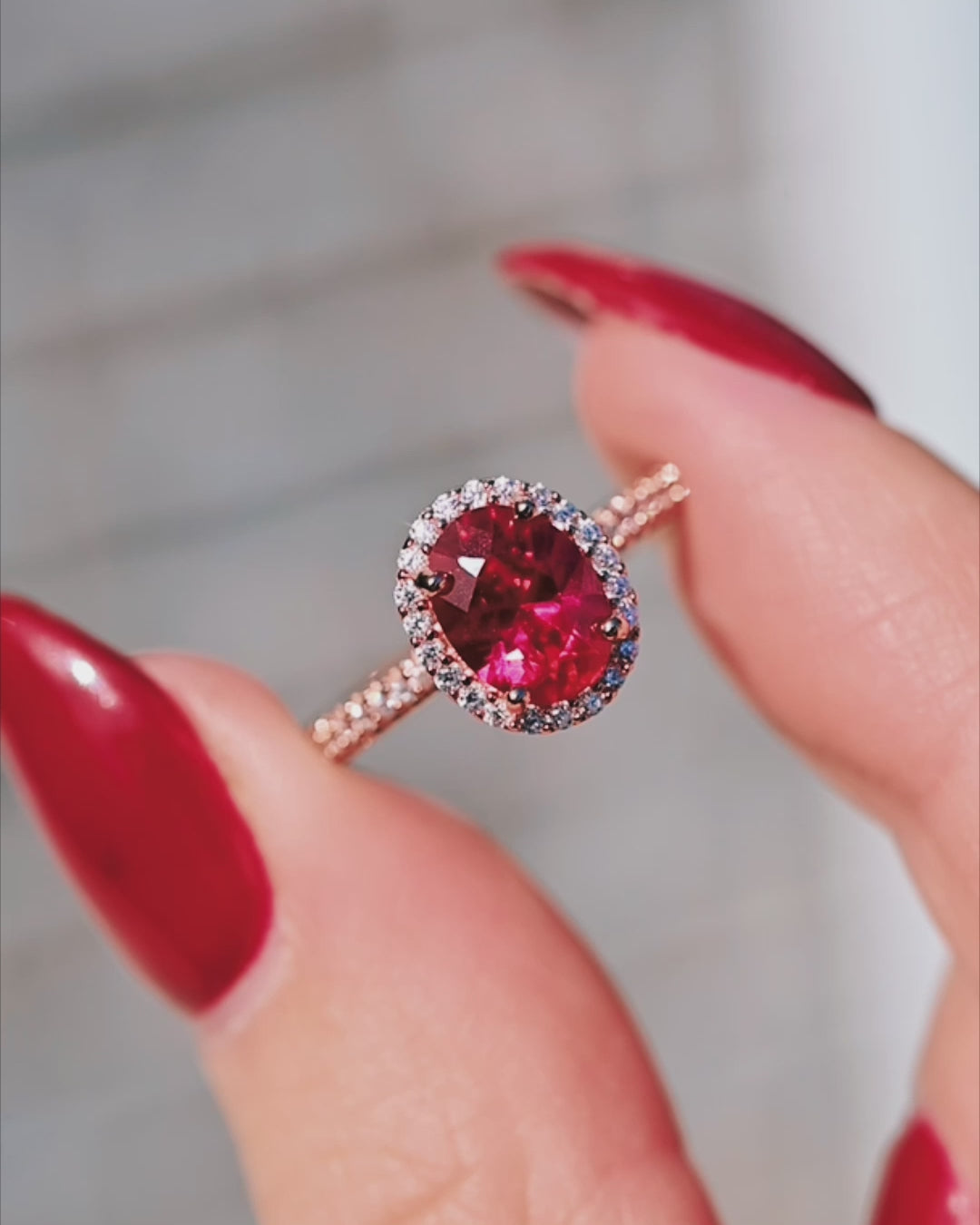 Iris Oval Ruby Ring- 14K Rose Gold Vermeil