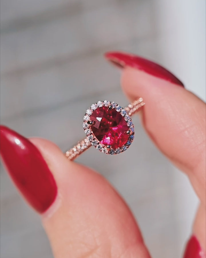 Iris Oval Ruby Ring- 14K Rose Gold Vermeil