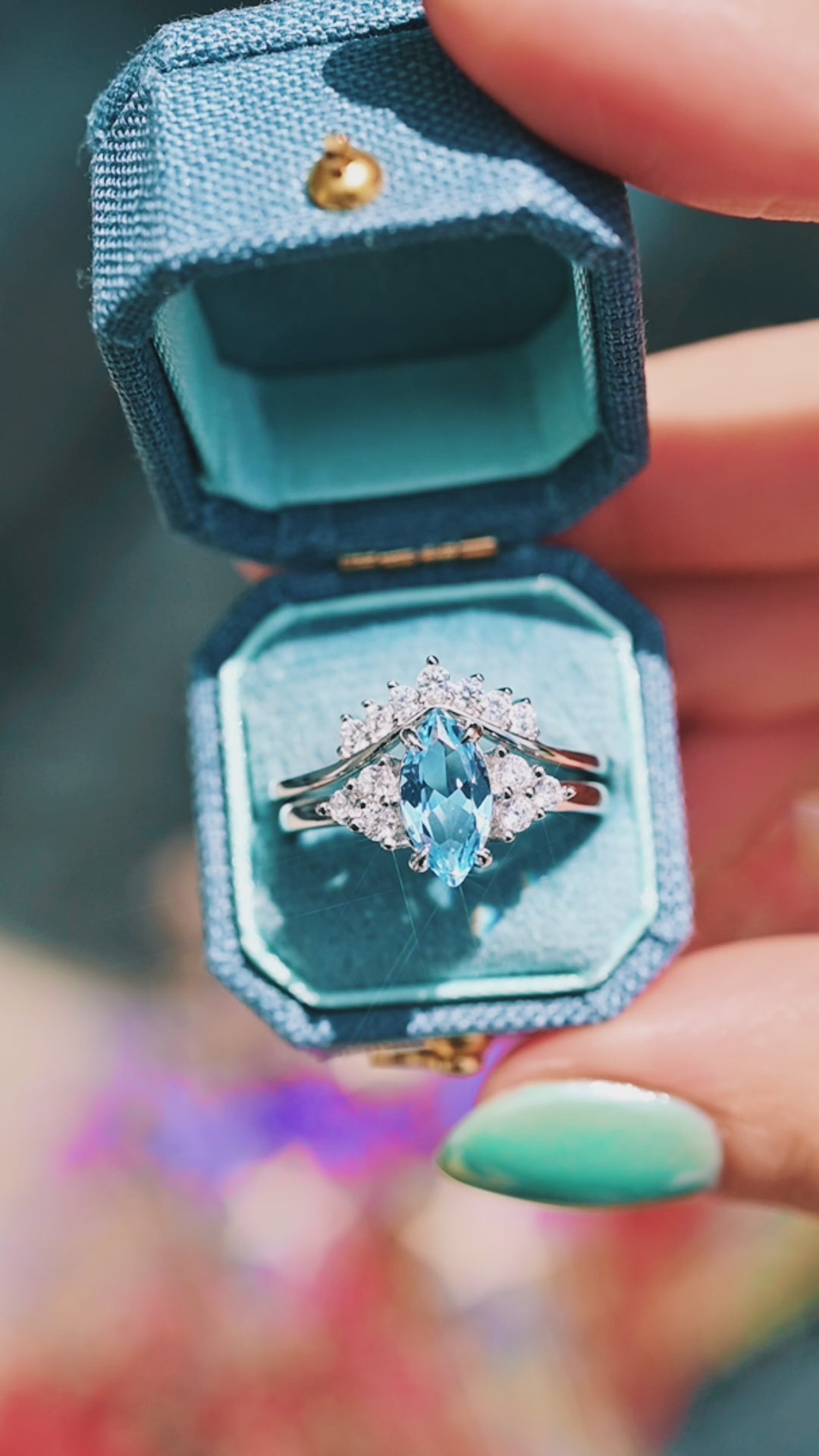 Nadia Aquamarine Ring Set- Sterling Silver