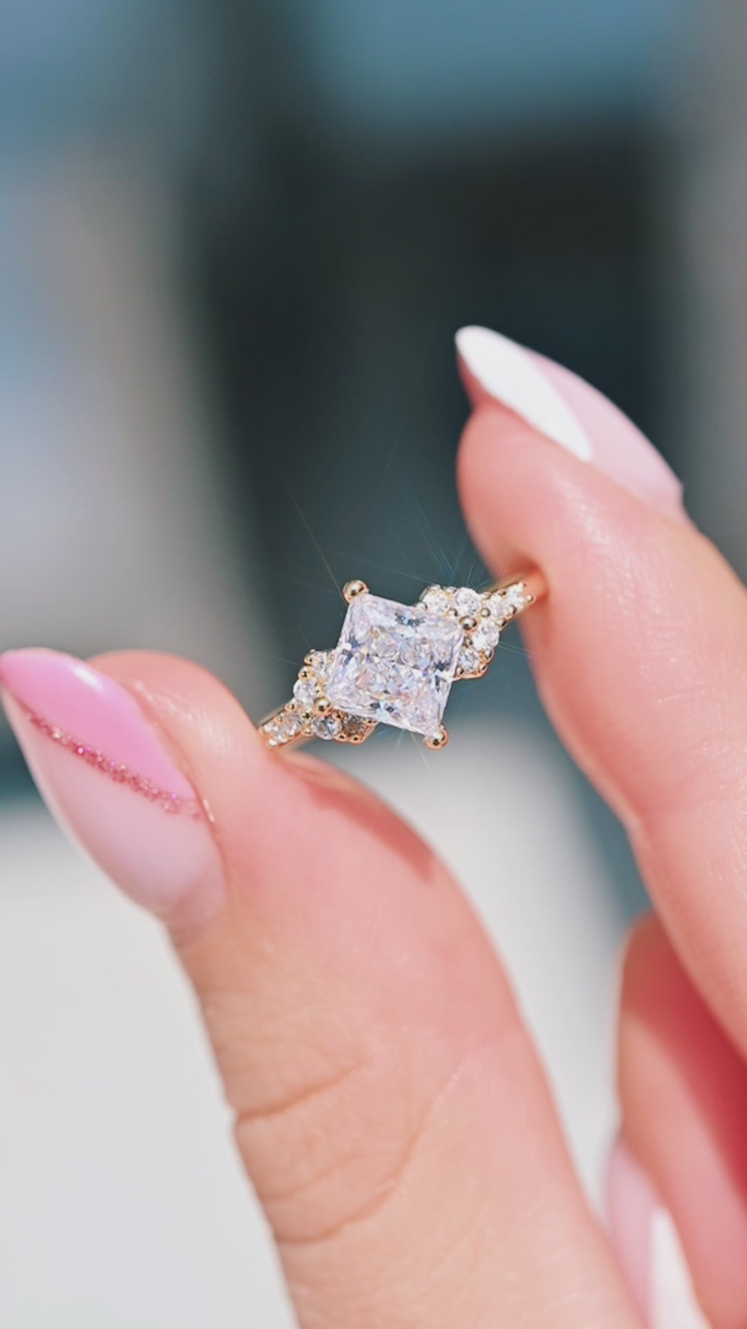 Ellie Simulated Diamond Engagement Ring in 14K Yellow Gold Vermeil