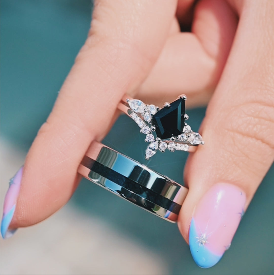 Black Onyx Wedding Band- 8MM Tungsten