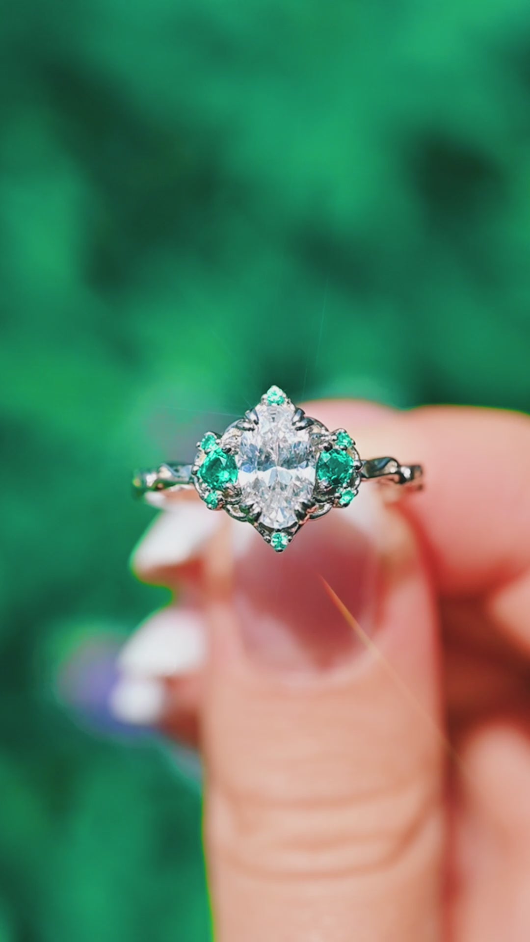 Esme Moissanite & Paraiba Tourmaline Ring- 14K White Gold