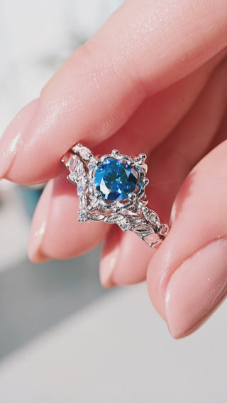 Midnight Fairy Blue Moissanite Ring Set