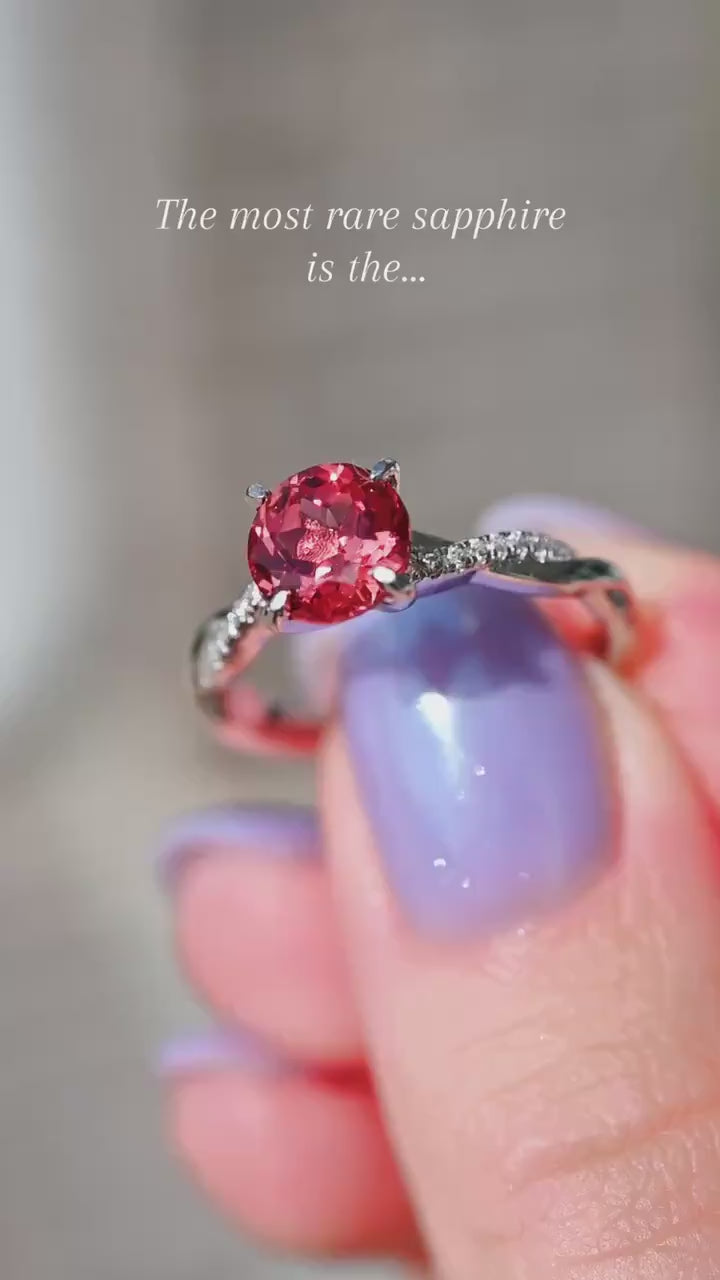 Sophia Padparadscha Sapphire Ring in Sterling Silver