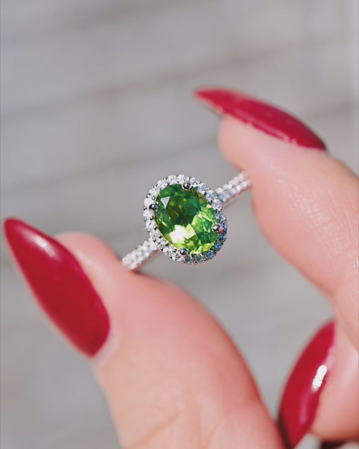 Iris Natural Peridot Ring in Sterling Silver