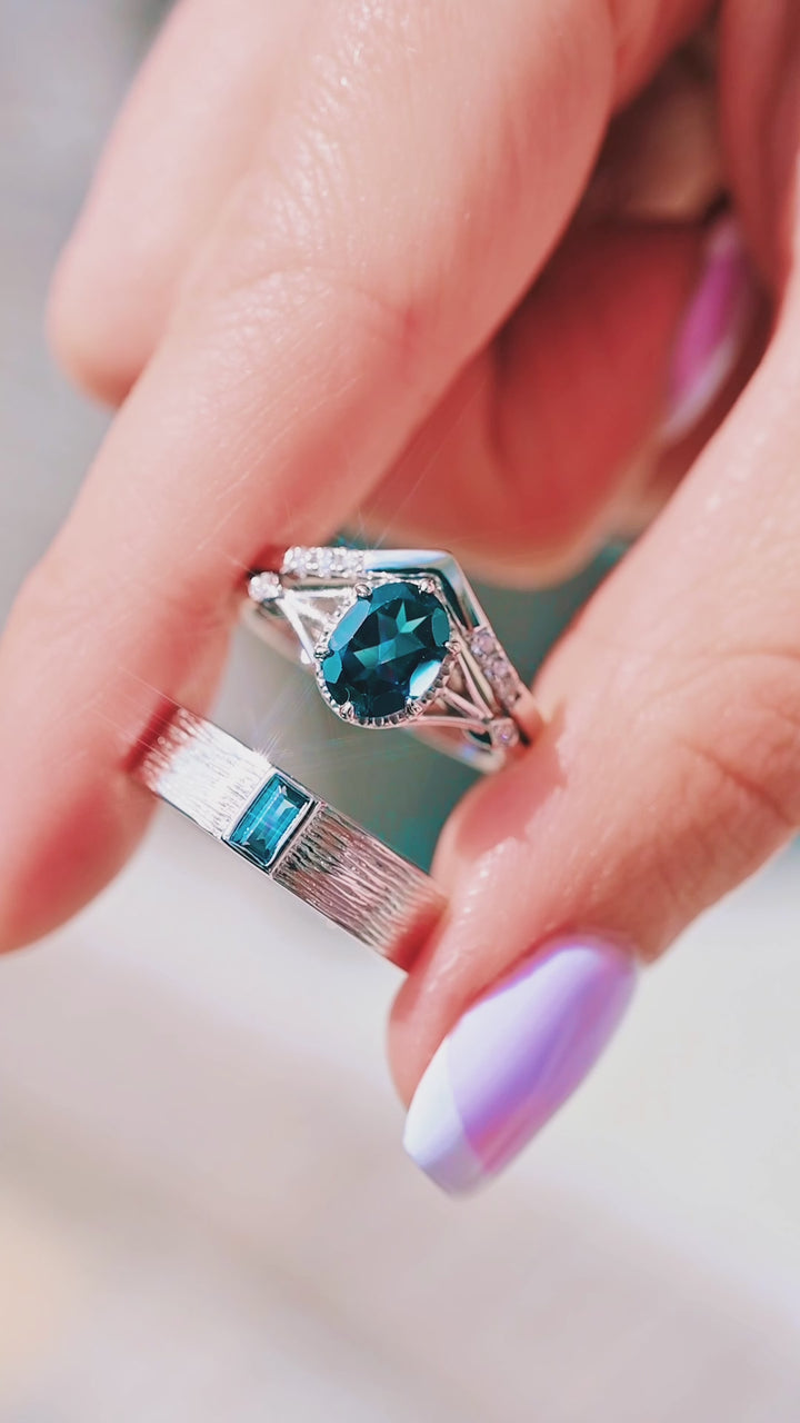 Celtic Natural London Blue Topaz Couples Ring