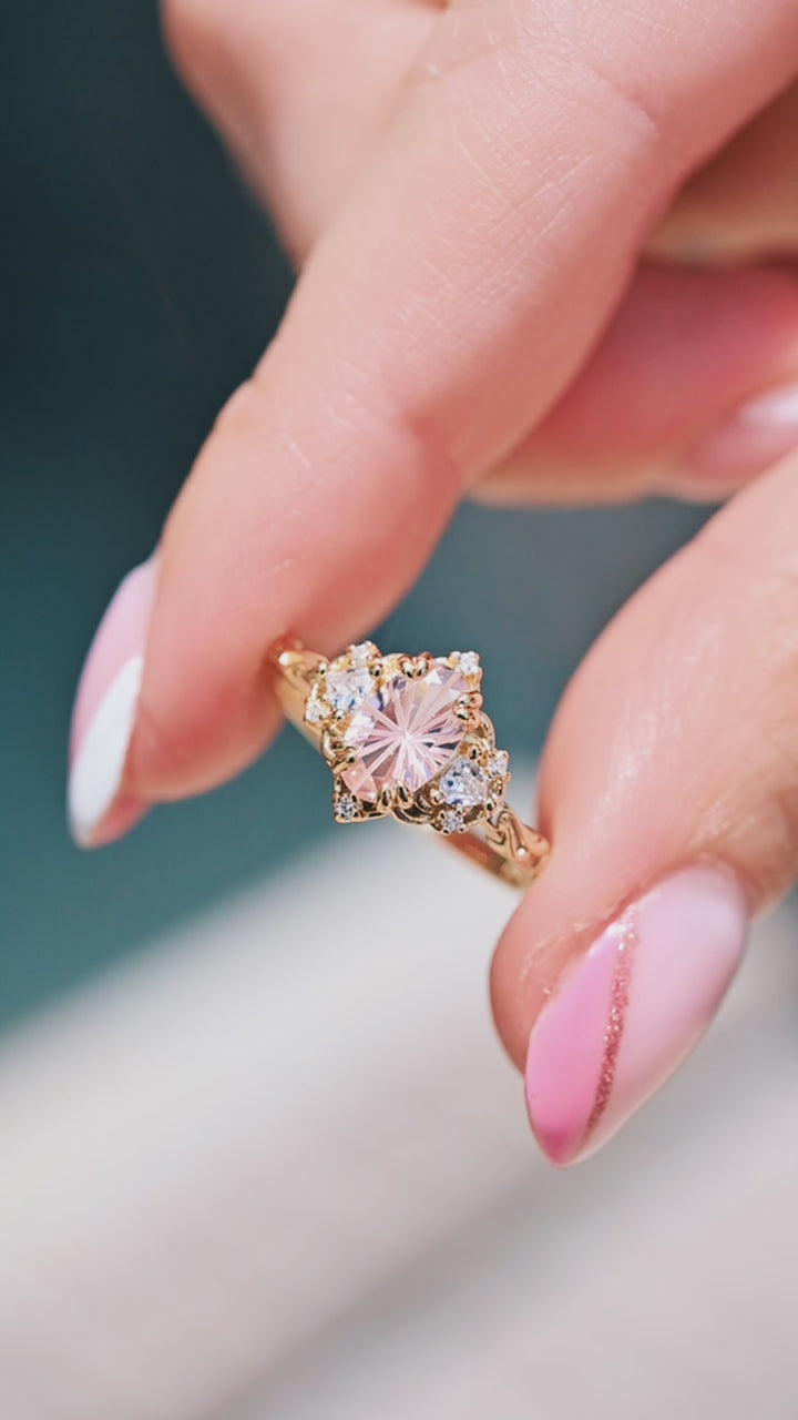 Esme Star Cut Morganite Ring- 14K Yellow Gold Vermeil