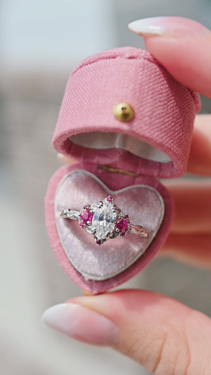 Esme Lab-Grown Diamond & Ruby Ring- 14K White Gold (IGI Certified)