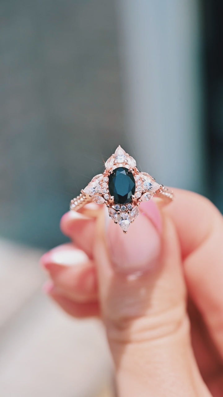 Stella Black Onyx Ring- 14K Rose Gold Vermeil