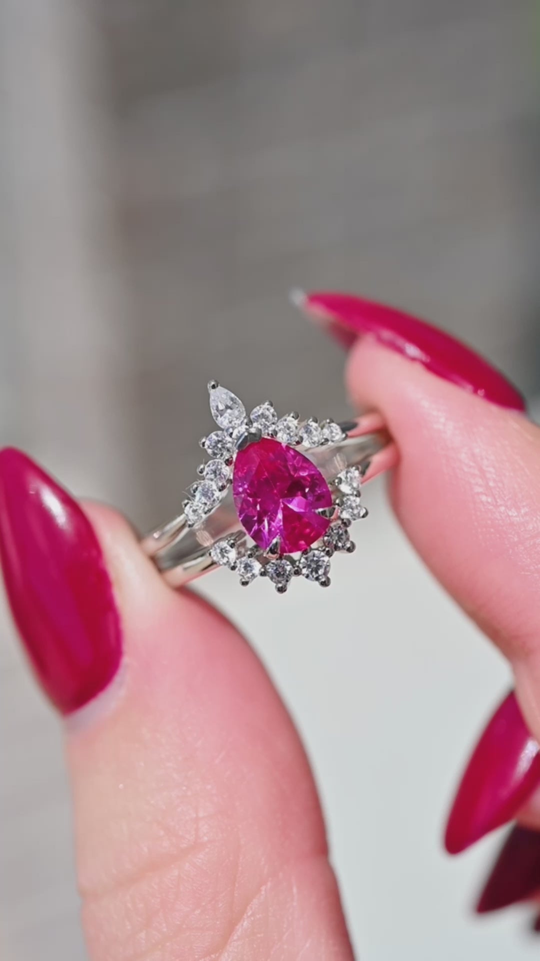 Lunette Pink Sapphire Ring Set in Sterling Silver