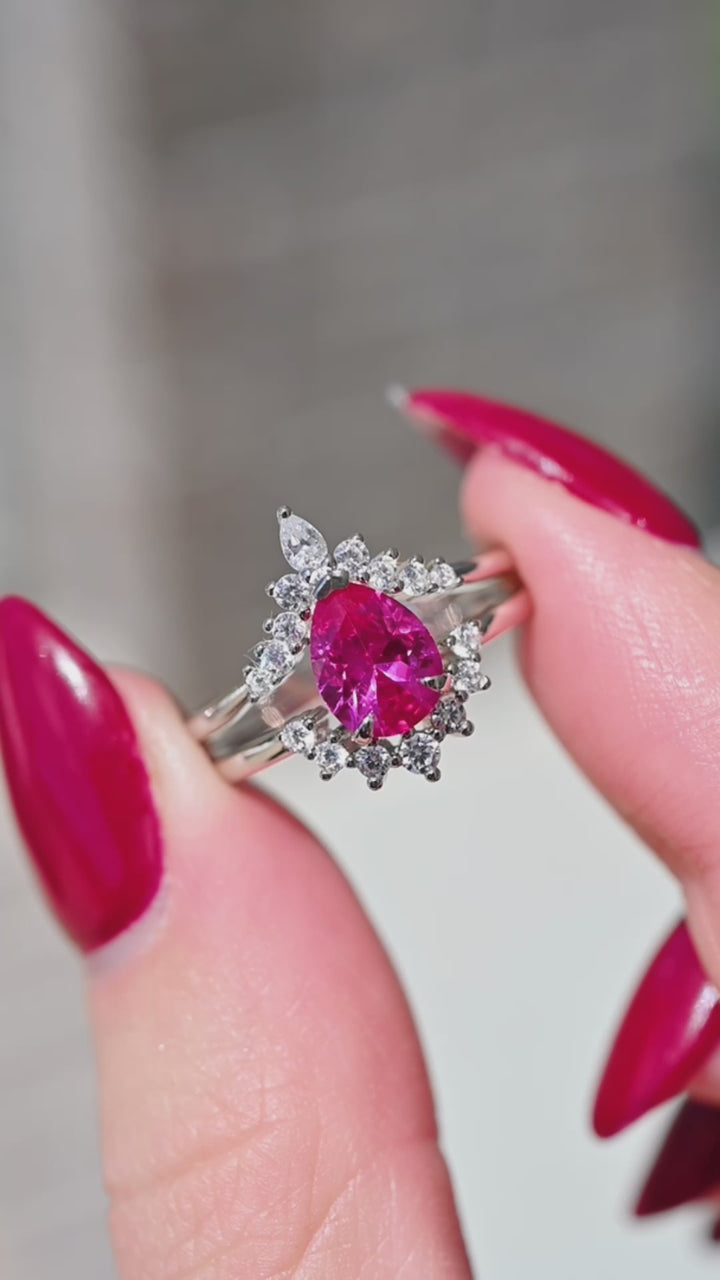 Lunette Pink Sapphire Ring Set in Sterling Silver
