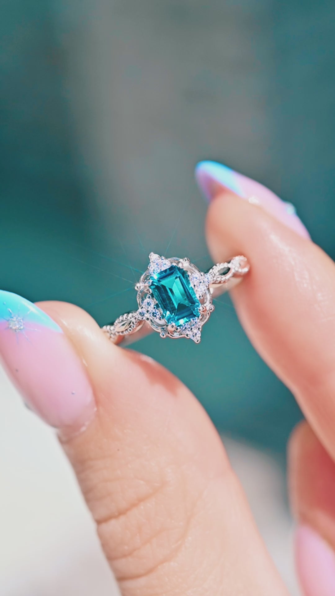 Claire Vintage London Blue Topaz Ring in Sterling Silver