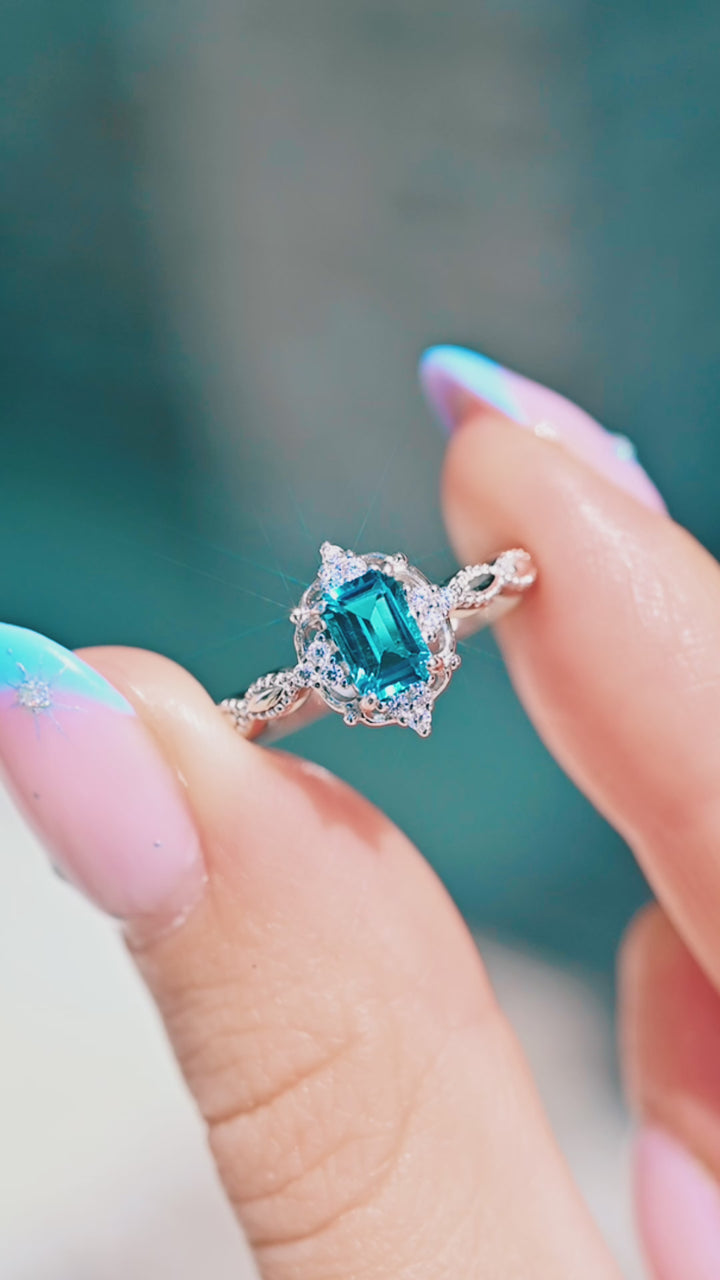 Claire Vintage London Blue Topaz Ring in Sterling Silver