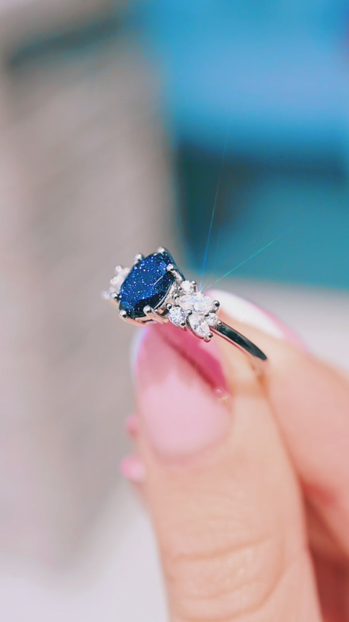 Lily Galaxy Sandstone Ring- Sterling Silver
