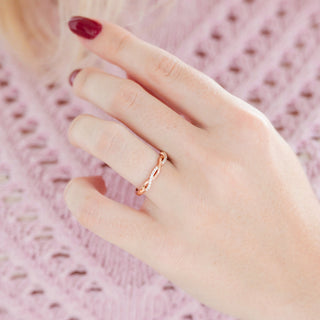 Petite Twisted Vine Wedding Band in 14K Solid Rose Gold