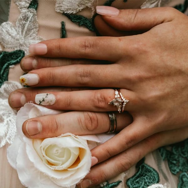 salt and pepper diamond couples ring