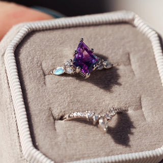 Skye Kite® Alexandrite & Moonstone Engagement Ring Set- 14K White Gold