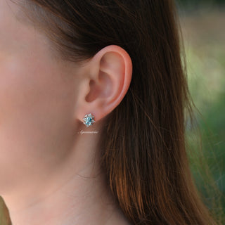Claire Vintage Aquamarine Stud Earrings in Sterling Silver