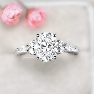 Evelyn Oval Cut Moissanite Engagement Ring in 14K White Gold