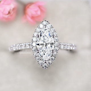 Marquise Cut Lab-Grown Diamond Engagement Ring- 14K White Gold (IGI Certified)