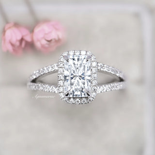 Emerald Cut Lab-Grown Diamond Engagement Ring- 14K White Gold (IGI Certified)