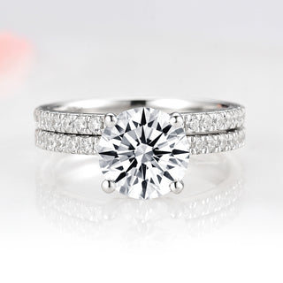 2CT Classic Round Brilliant Cut Moissanite Engagement Ring in 14K White Gold