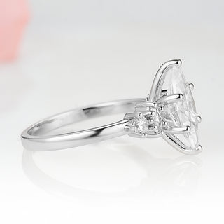 Marquise Cut Moissanite Engagement Ring in 14K White Gold