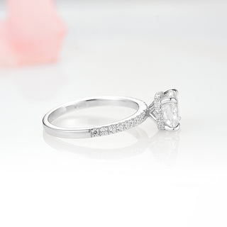 3CT Cushion Cut Moissanite Engagement Ring in 14K White Gold