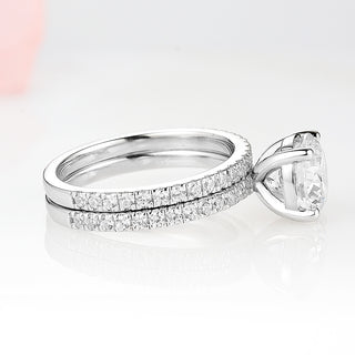 2CT Classic Round Brilliant Cut Moissanite Engagement Ring in 14K White Gold