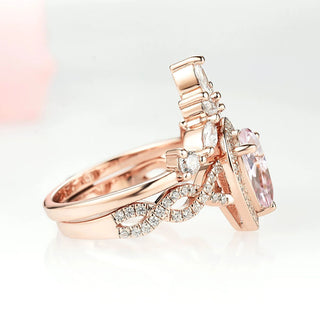 Teardrop Morganite Ring Set in 14K Rose Gold Vermeil