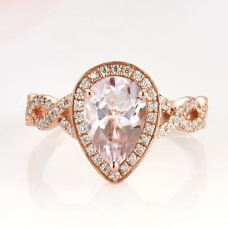 Teardrop Morganite Ring Set in 14K Rose Gold Vermeil