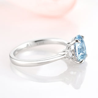 Everly Oval Cut Aquamarine Engagement Ring in 14K White Gold