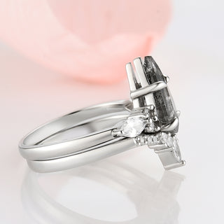 Skye Kite® Galaxy Raw Herkimer Diamond Ring Set in Sterling Silver (Salt & Pepper Diamond)