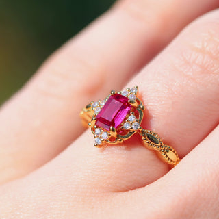 Claire Vintage Ruby Ring in 14K Yellow Gold Vermeil