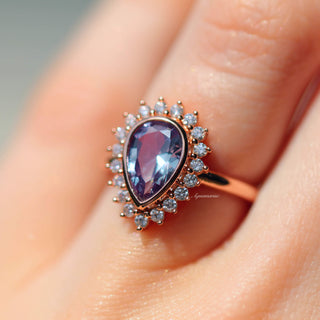 Anna Teardrop Alexandrite Ring- 14K Rose Gold Vermeil