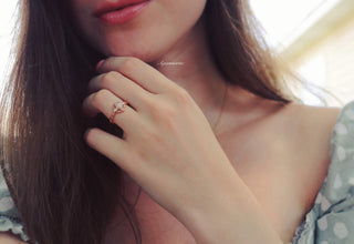 Natural Australian Opal Ring in 14K Rose Gold Vermeil by Aquamarise, a vintage-inspired promise ring with glowing opal and delicate floral and pavé diamond details.