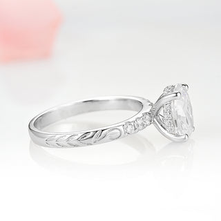 Oval Moissanite Filigree Engagement Ring in 14K White Gold