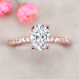 Elle Lab-Grown Diamond Engagement Ring (Hidden Halo)- 14K Solid Rose Gold (IGI Certified)