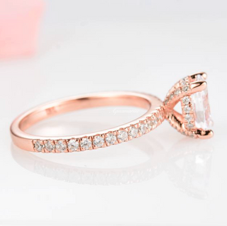 Elle Lab-Grown Diamond Engagement Ring (Hidden Halo)- 14K Solid Rose Gold (IGI Certified)