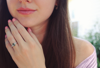 Sonnet Hexagon Green Moss Agate Ring in Sterling Silver