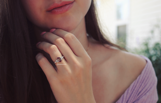 Sonnet Hexagon Cut Alexandrite Engagement Ring in 14K White Gold