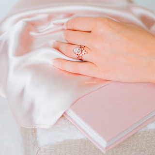 Nouveau Moissanite Engagement Ring in 14K Solid Rose Gold