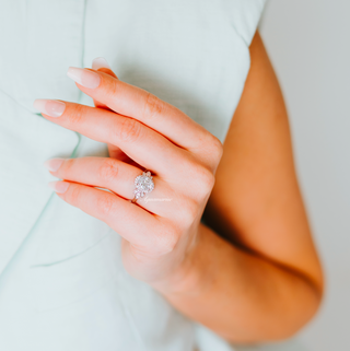 Peony Moissanite Engagement Ring in 14K White Gold