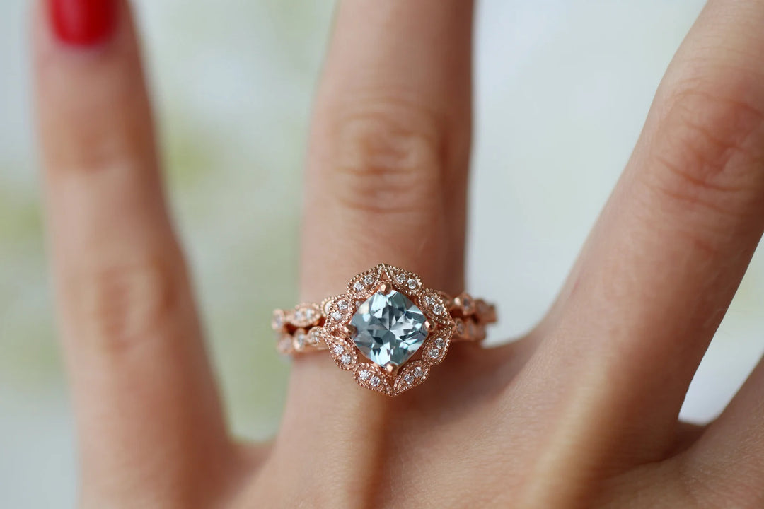 Luxe Vintage Natural Diamond or Moissanite Wedding Band- 10K/ 14K/ 18K Solid Rose Gold