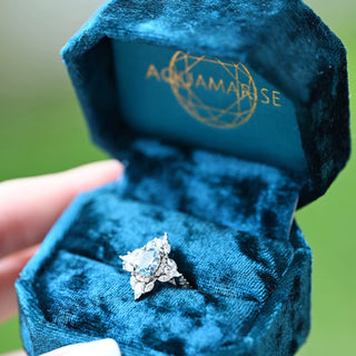Stella Oval Cut Aquamarine Vintage Engagement Ring in 14K White Gold