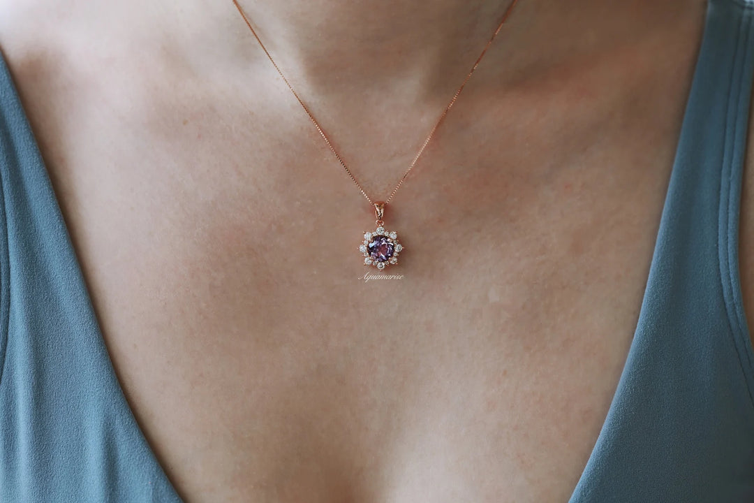 Snowflake Alexandrite Necklace in 14K Rose Gold Vermeil