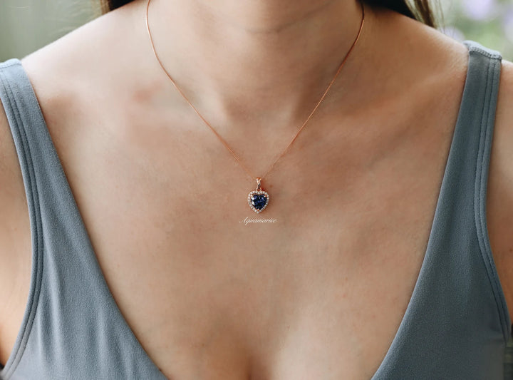 Tanzanite Heart Necklace in 14K Rose Gold Vermeil